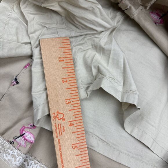 Lilly Pulitzer Beige Embroidered Pink Flamingo Skirt Skort W/Pockets Golf Sz 10 - Picture 7 of 9